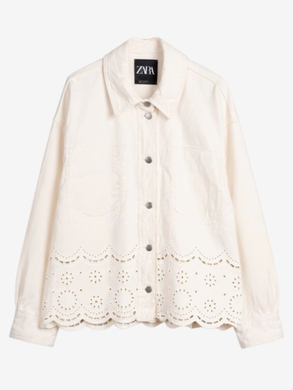 ZARA Cream Eyelet Hem Jacket | Size M | NWT